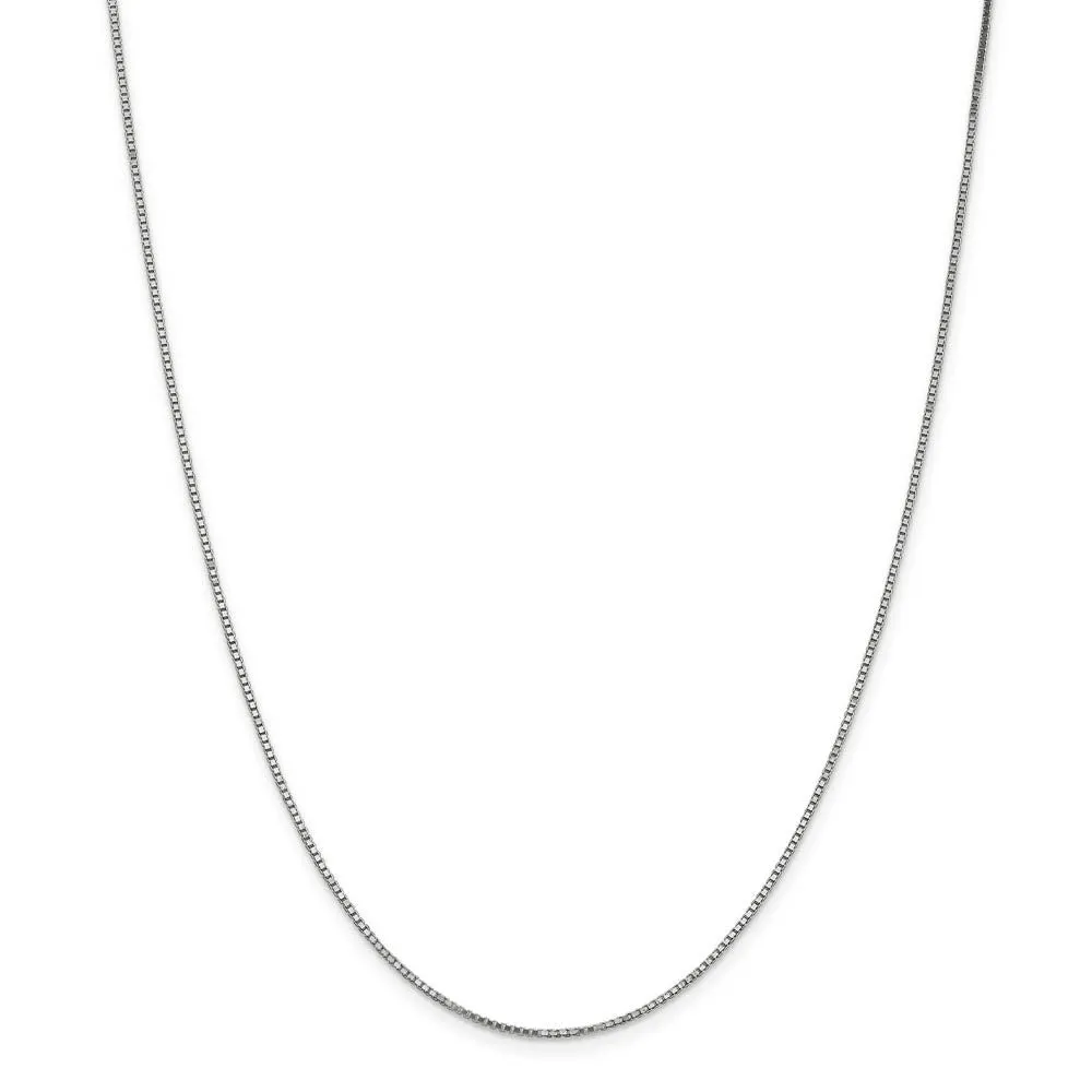 1.1mm 10k White Gold Solid Box Chain Necklace