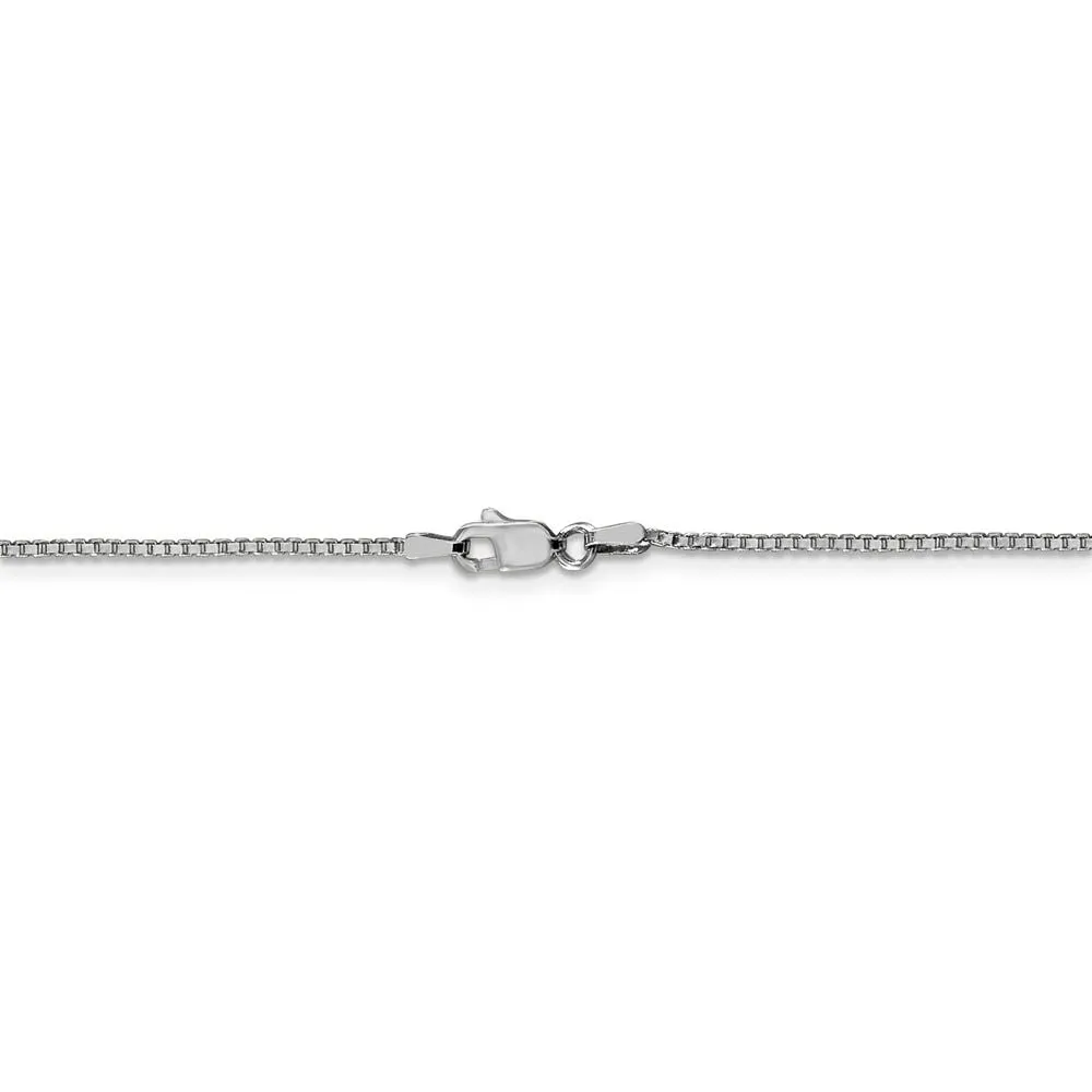 1.1mm 10k White Gold Solid Box Chain Necklace