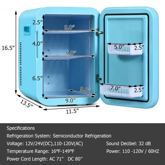 20L Compact Portable Makeup Skincare Fridge-Blue