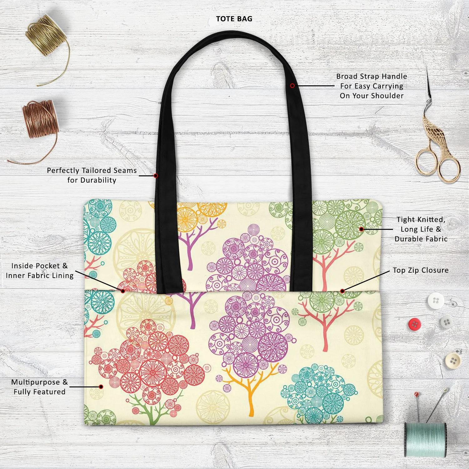 Abstract Trees Tote Bag Shoulder Purse | Multipurpose