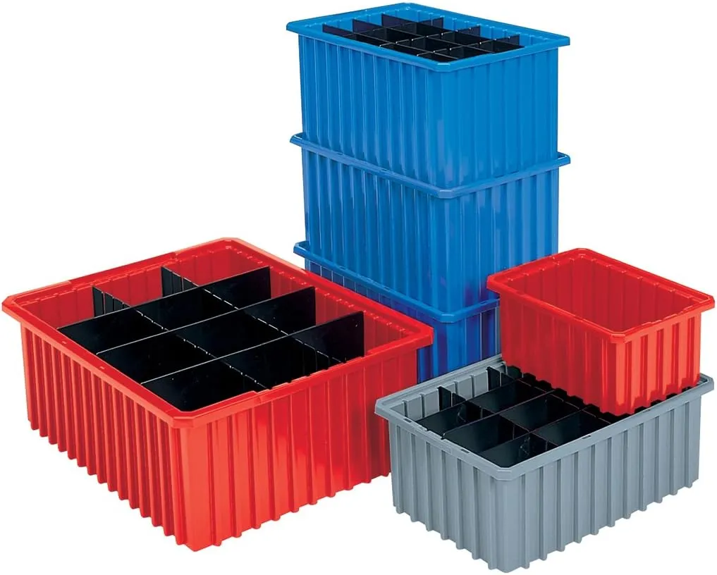 Akro-Mils 33168 Akro-Grid Plastic Slotted Dividable Modu Box Stackable Grid Storage Tote Container, (16-1/2-Inch L x 10-7/8-Inch W x 8-Inch H), (6 Pack), Blue