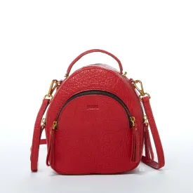 Amanda Red Convertible Leather Backpack Purse