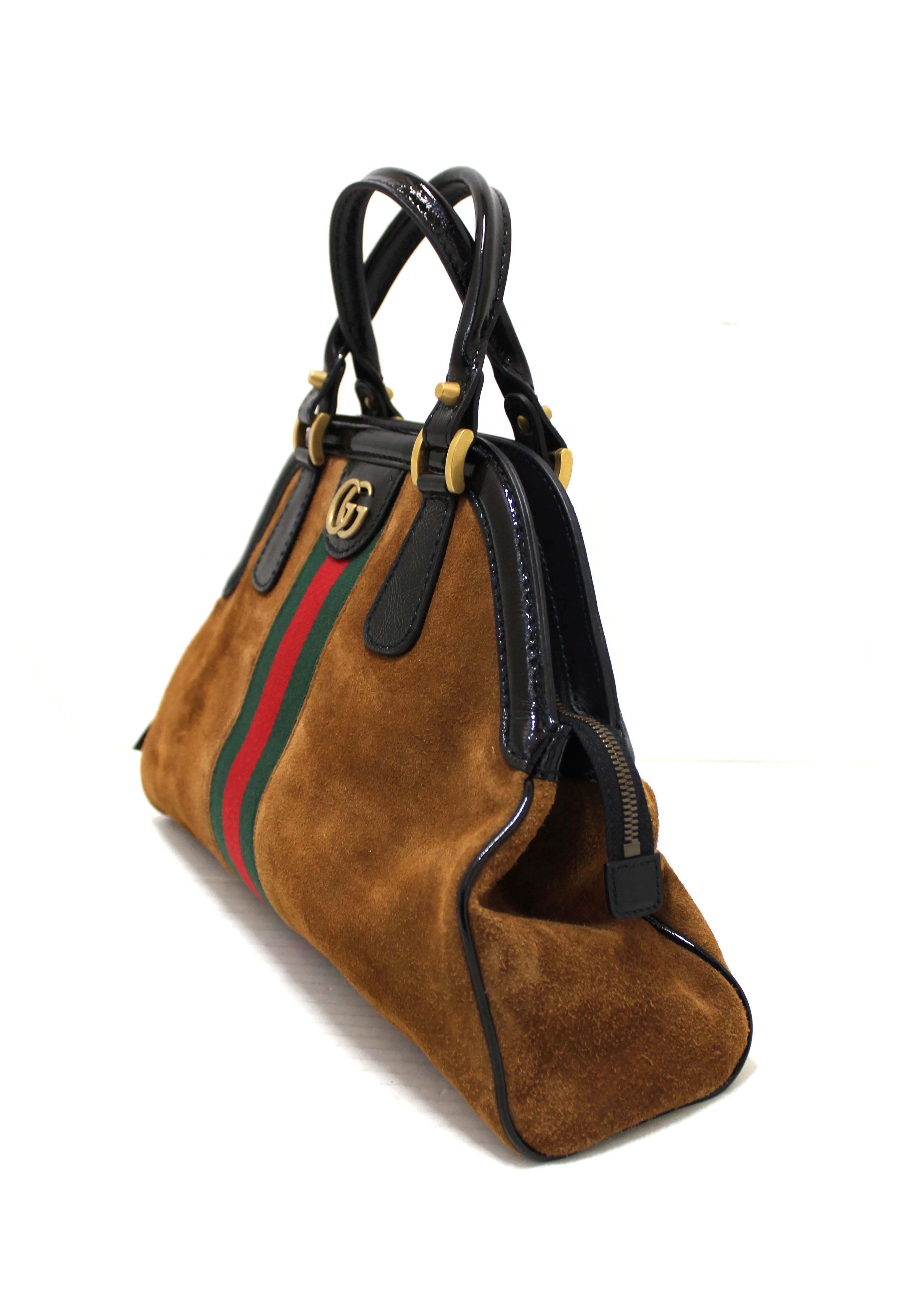 Authentic Gucci Brown Medium Ophidia ReBelle Top Handle Nocciola Bag