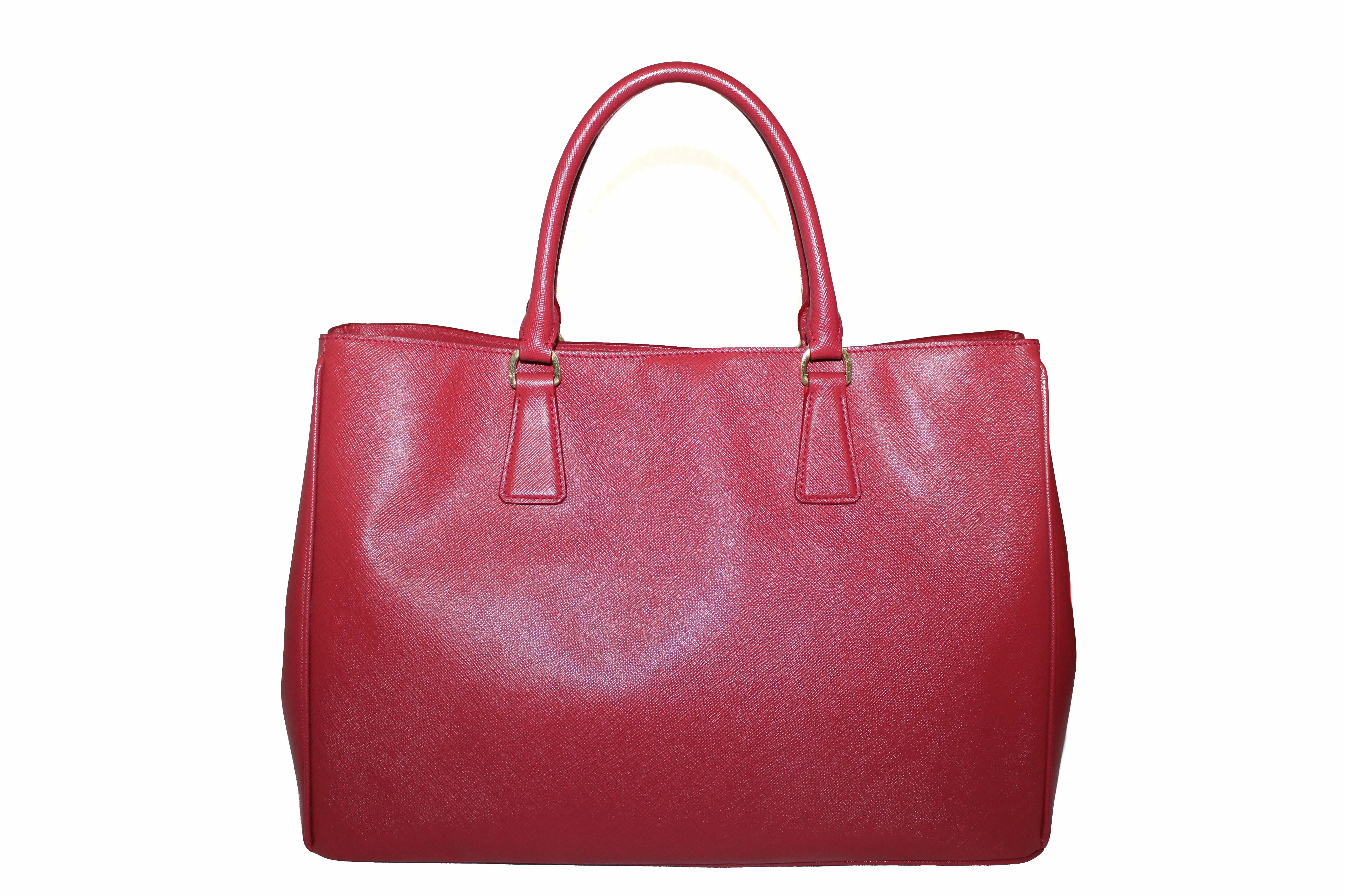 Authentic Prada Fuoco Red Saffiano Lux Leather Large Tote Bag BN1844