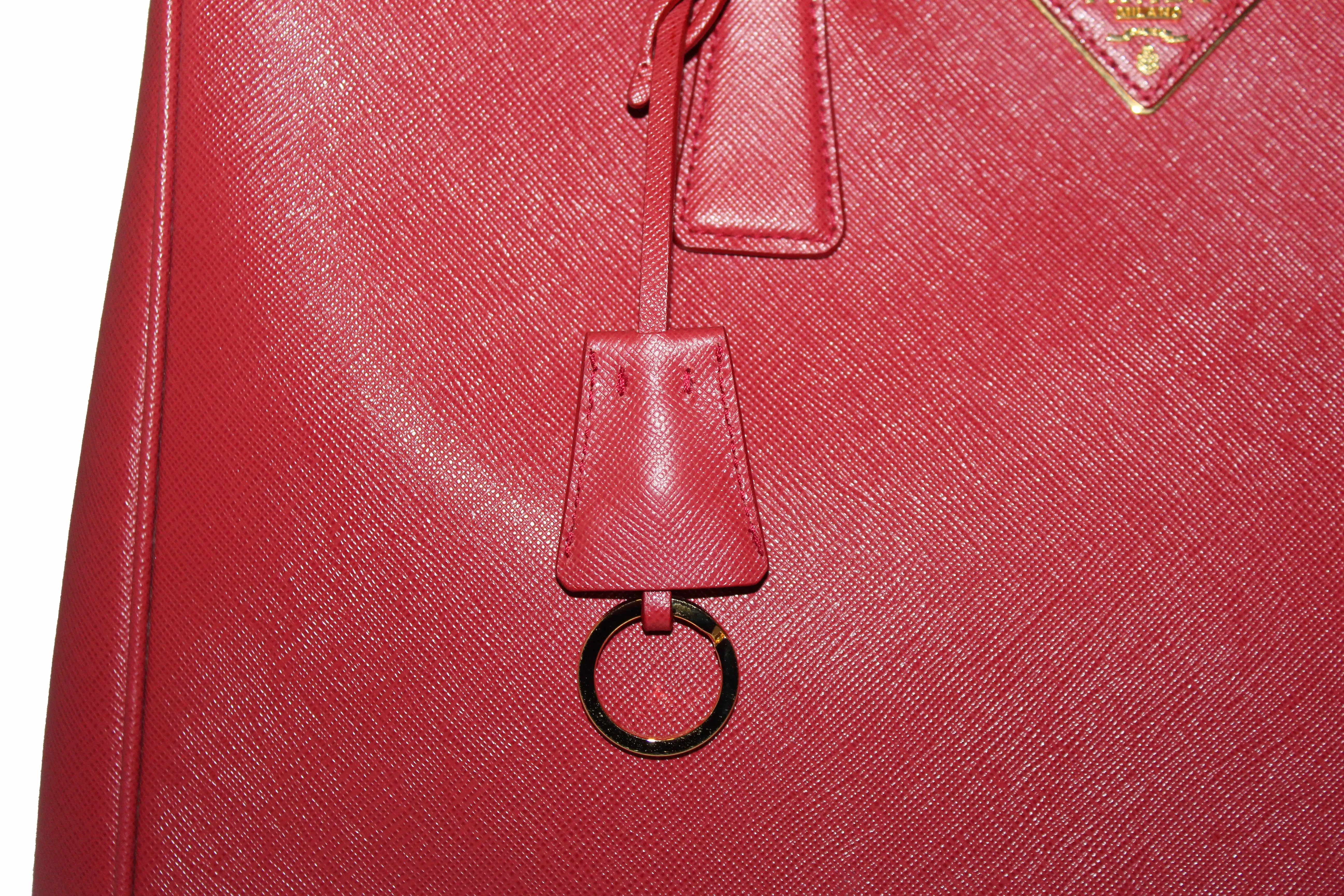 Authentic Prada Fuoco Red Saffiano Lux Leather Large Tote Bag BN1844