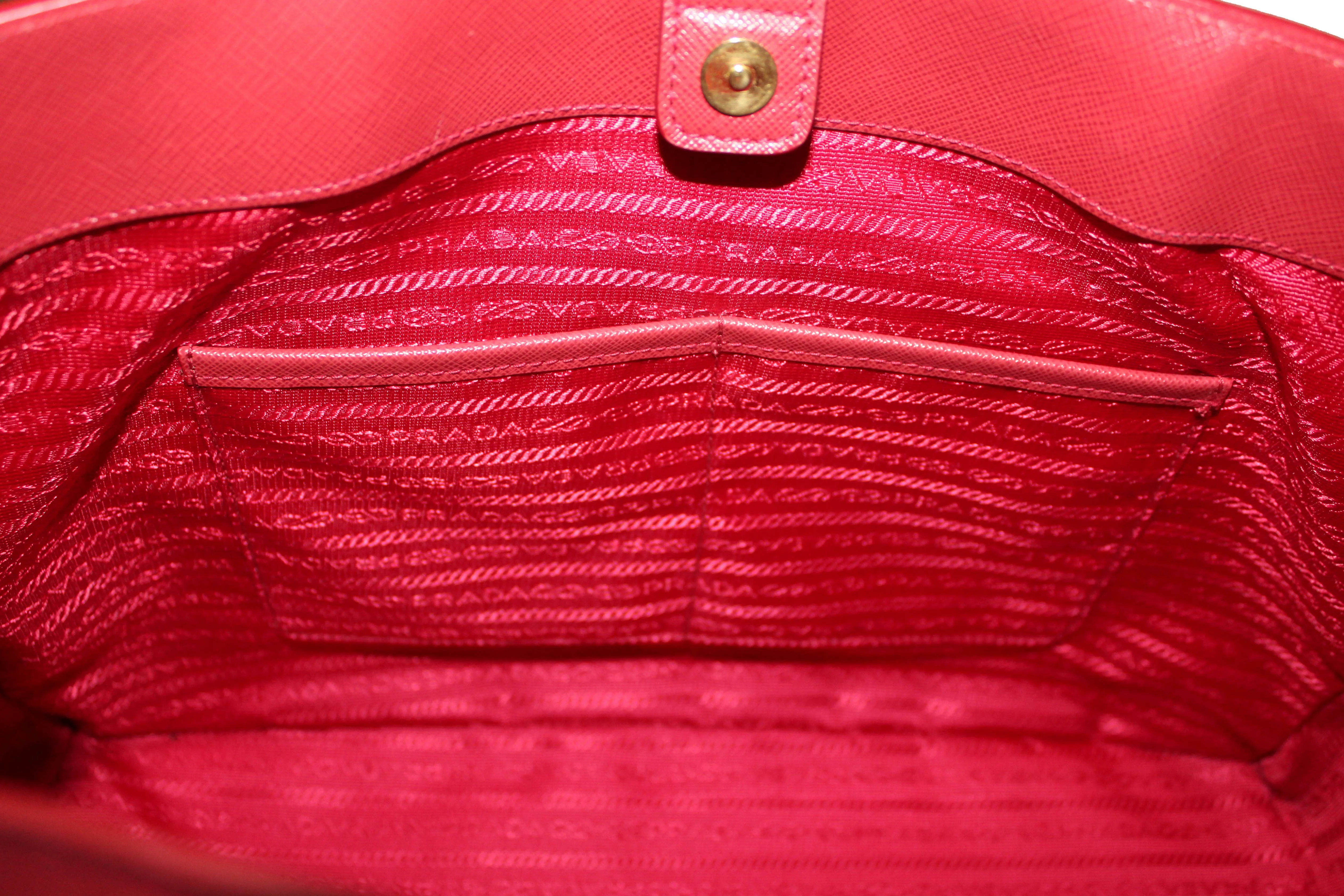 Authentic Prada Fuoco Red Saffiano Lux Leather Large Tote Bag BN1844