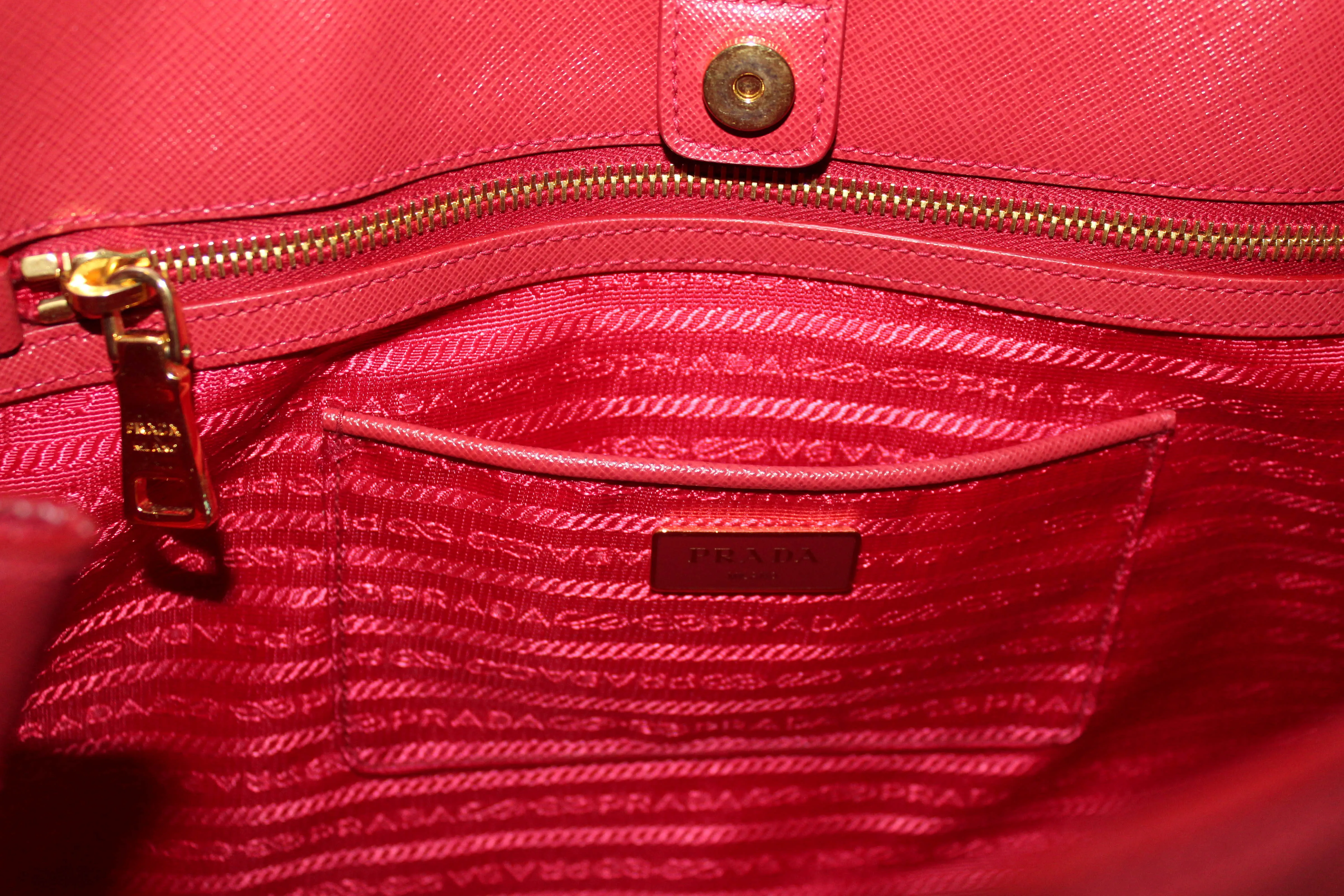 Authentic Prada Fuoco Red Saffiano Lux Leather Large Tote Bag BN1844
