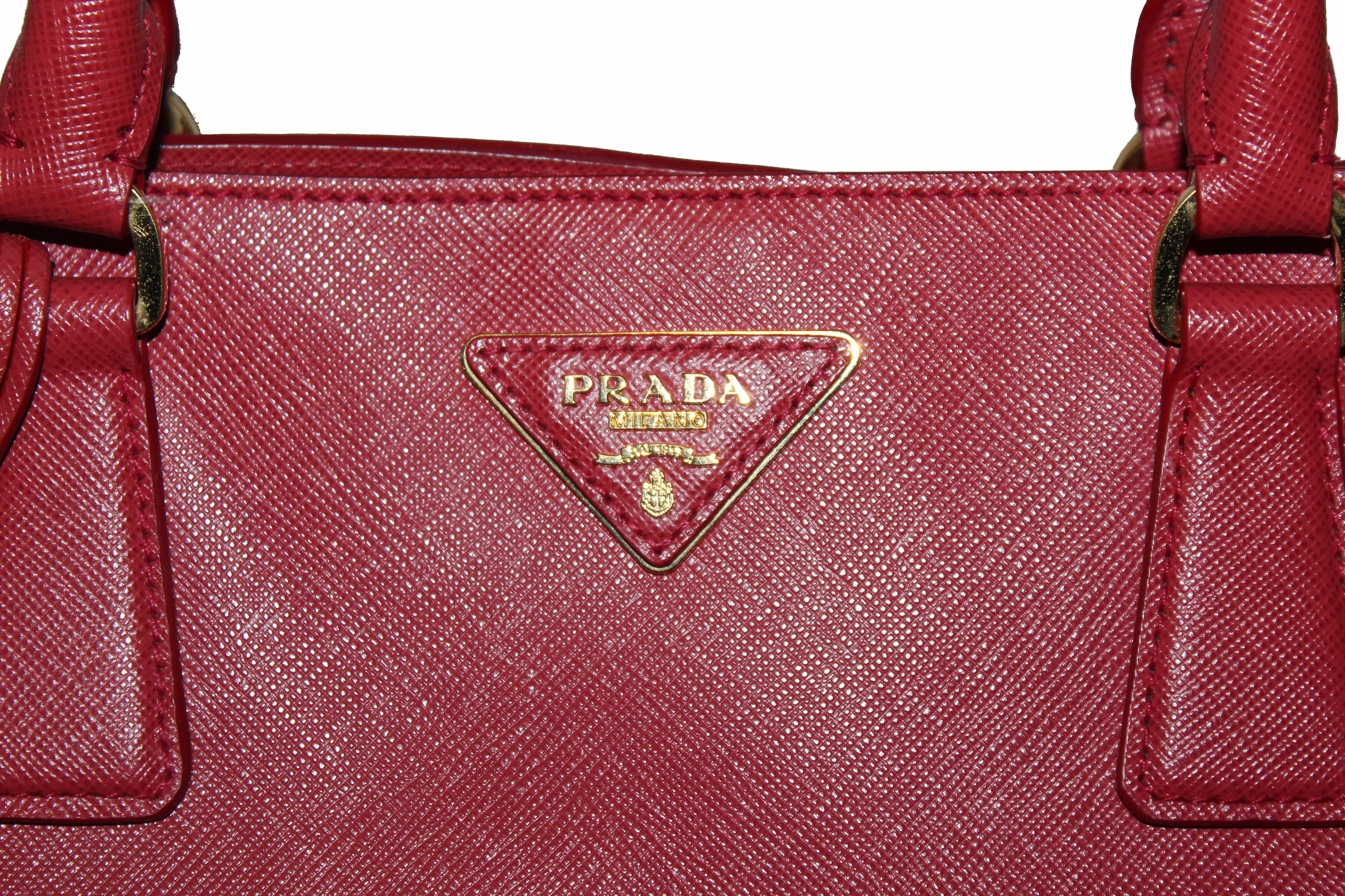 Authentic Prada Fuoco Red Saffiano Lux Leather Large Tote Bag BN1844