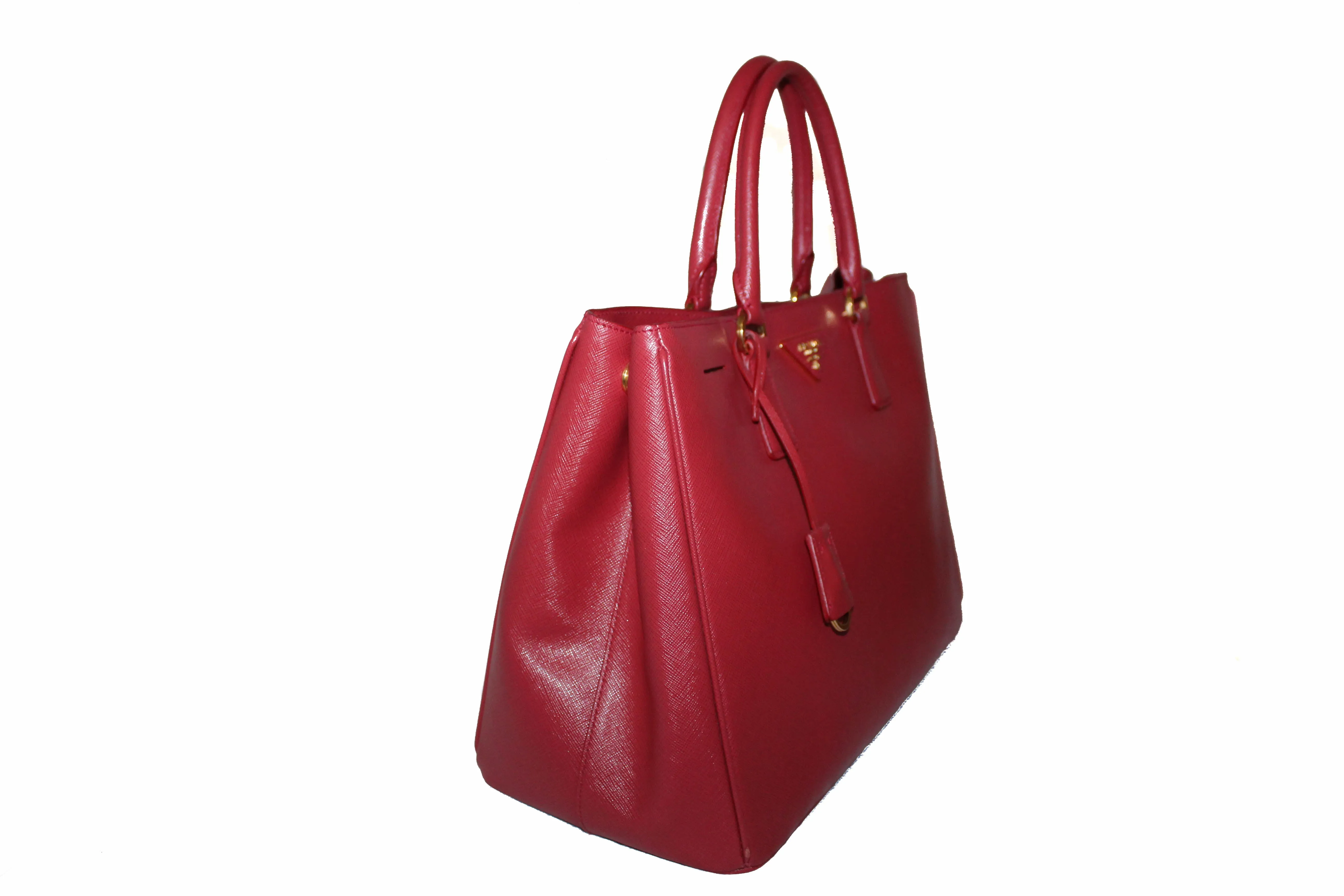 Authentic Prada Fuoco Red Saffiano Lux Leather Large Tote Bag BN1844