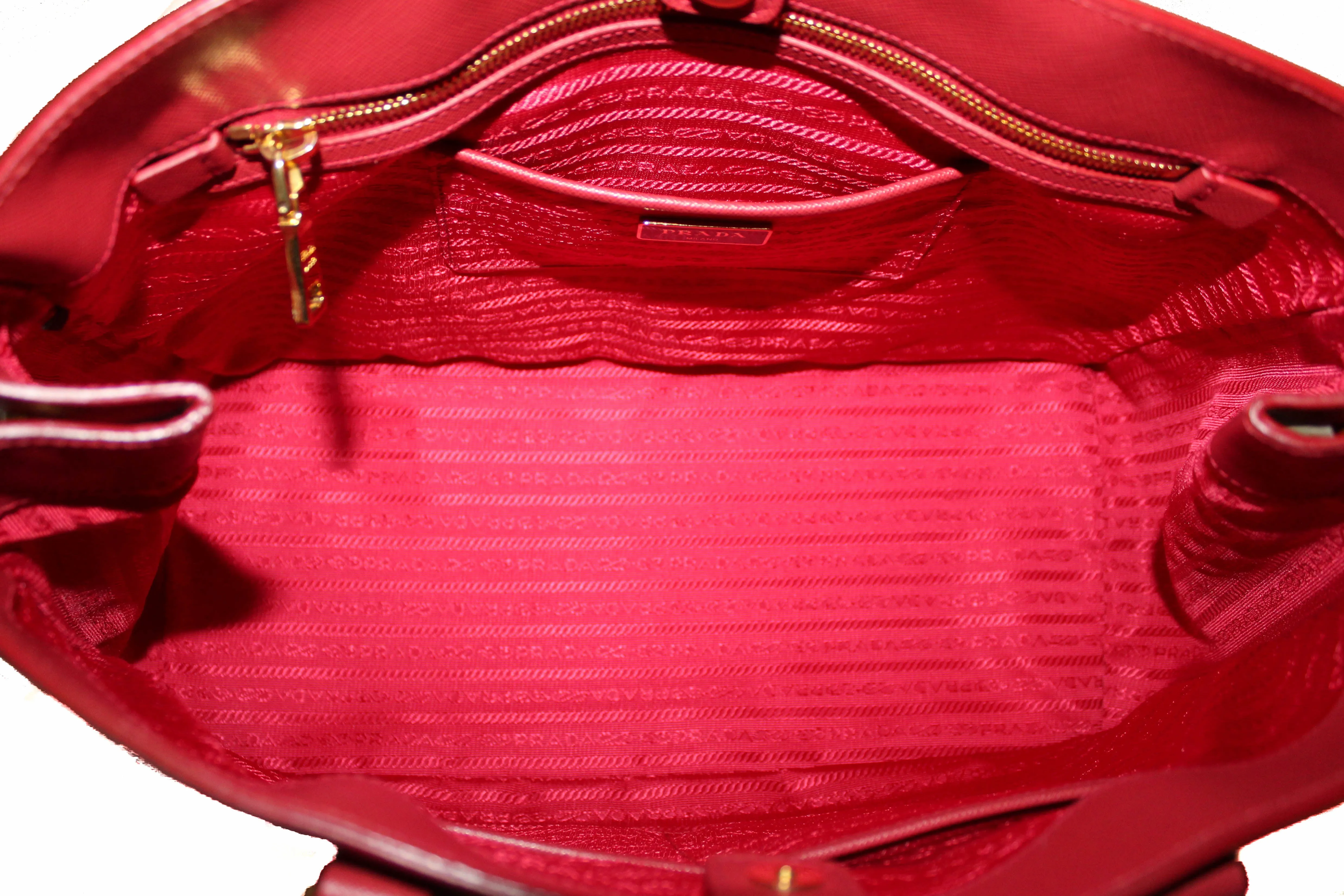Authentic Prada Fuoco Red Saffiano Lux Leather Large Tote Bag BN1844