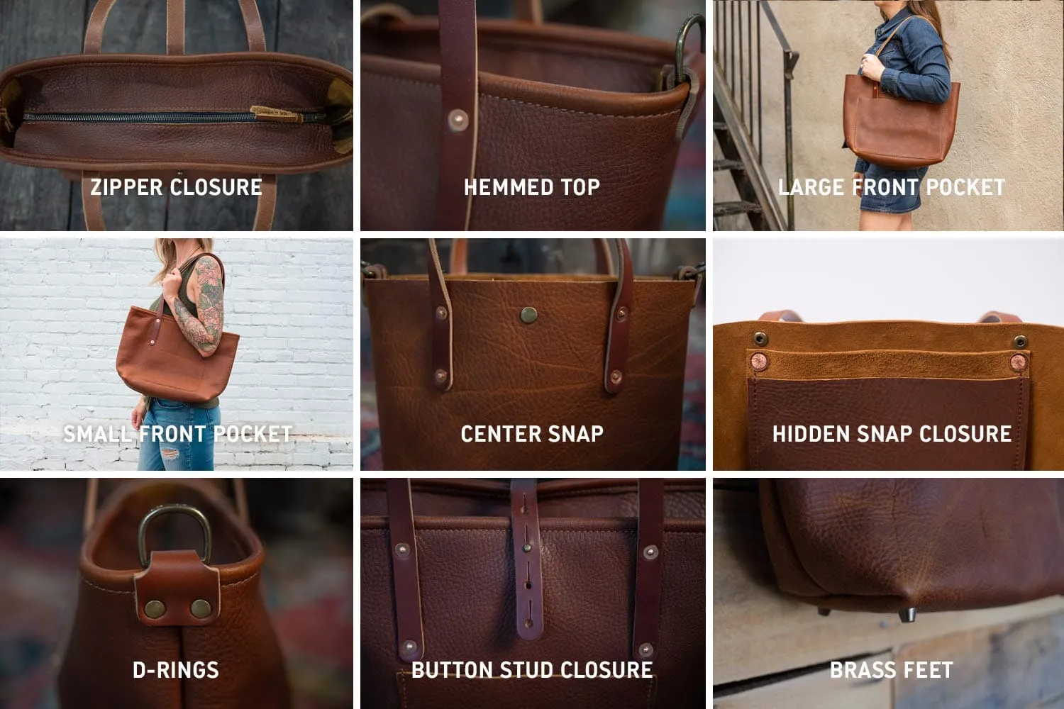 AVERY LEATHER TOTE BAG - MEDIUM - SADDLE