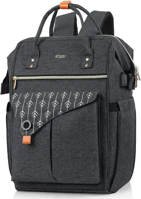 Backpack for Women, Anti Theft Slim SturdyTravel Laptop Backpack with USB Charging Port, Water Resistant College School Backpack Fits 15.6 Inch Notebook, Black