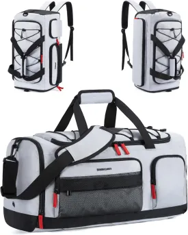 BAGSMART Gym Bag for Women & Men, 35L Sports Travel Duffel Bag with Shoe CompartmentAnti-Theft Carry On Weekender Bag for Airplane, Water Resistant Workout Overnight Backpack for Travel Gym,Grey