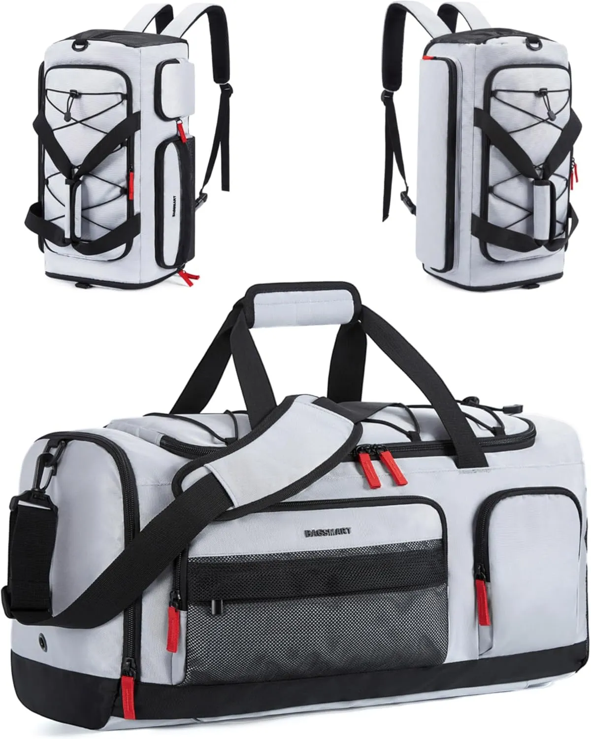 BAGSMART Gym Bag for Women & Men, 35L Sports Travel Duffel Bag with Shoe CompartmentAnti-Theft Carry On Weekender Bag for Airplane, Water Resistant Workout Overnight Backpack for Travel Gym,Grey
