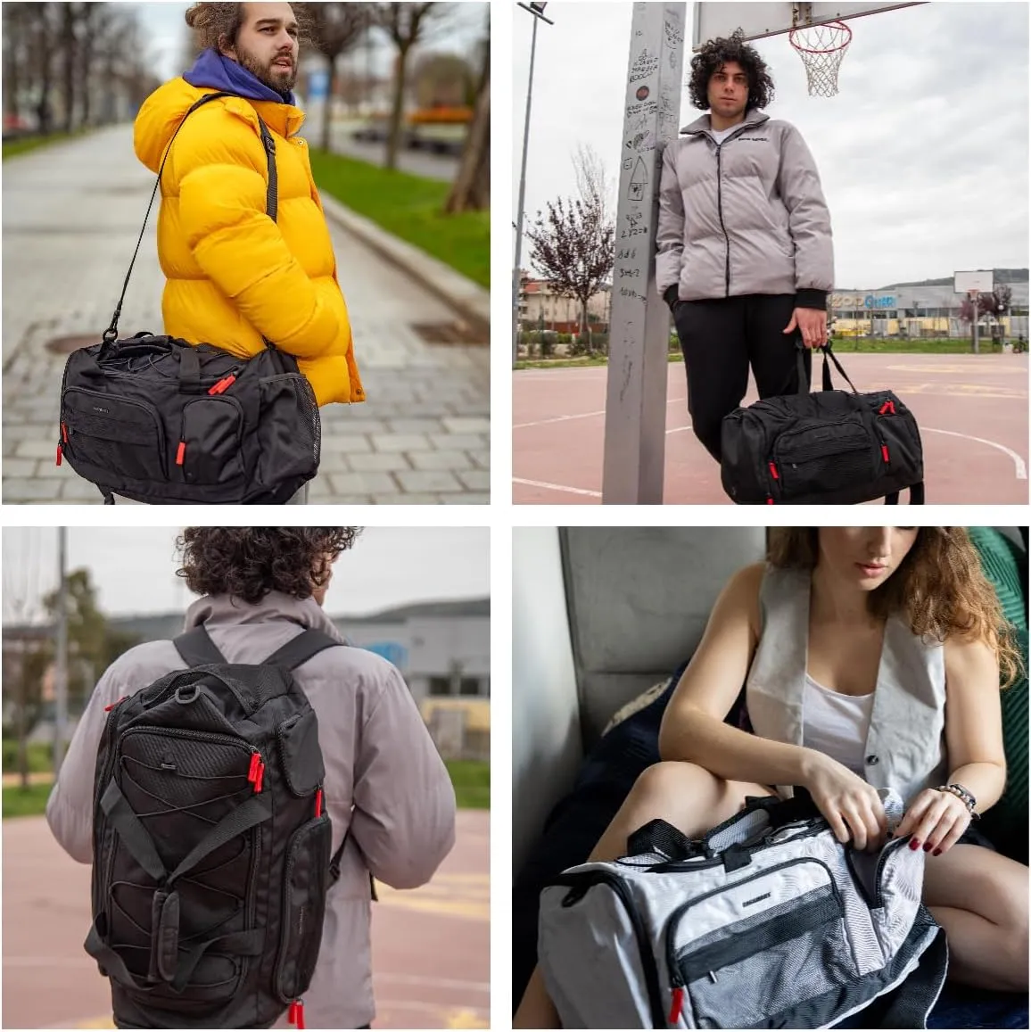 BAGSMART Gym Bag for Women & Men, 35L Sports Travel Duffel Bag with Shoe CompartmentAnti-Theft Carry On Weekender Bag for Airplane, Water Resistant Workout Overnight Backpack for Travel Gym,Grey