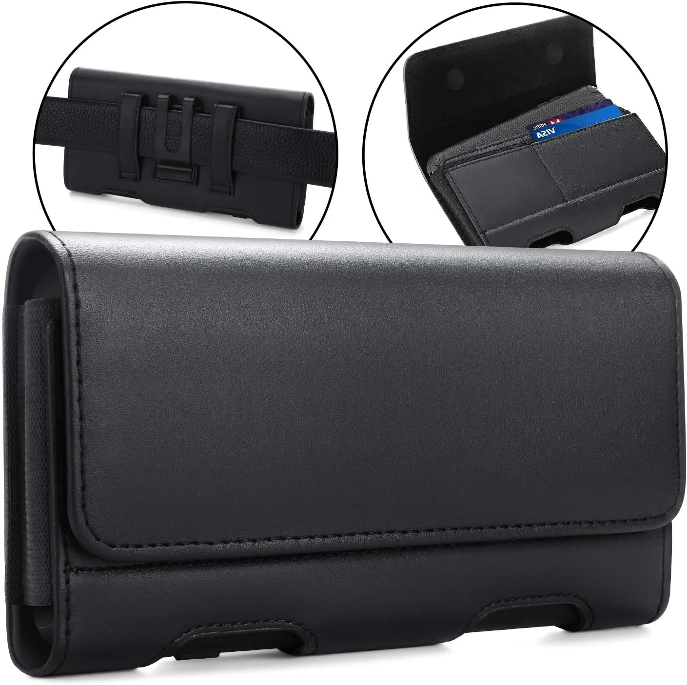 BECPLT for Google Pixel 9 Pro / 8 Pro / 6 / 4 XL Case with Leather Holster and Belt Clip (Black)