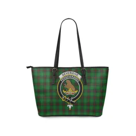 Beveridge Tartan Leather Tote Bag with Family Crest