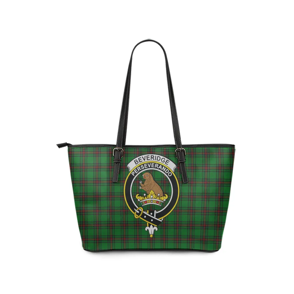 Beveridge Tartan Leather Tote Bag with Family Crest