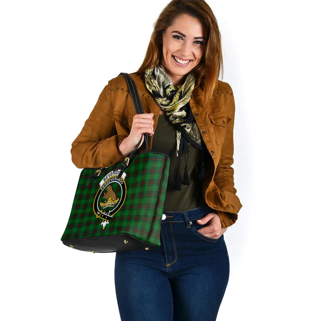 Beveridge Tartan Leather Tote Bag with Family Crest