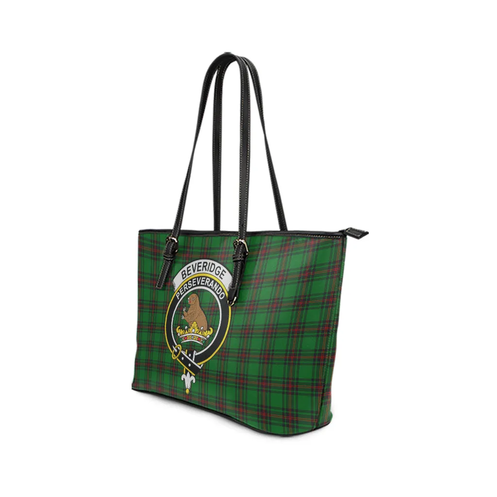Beveridge Tartan Leather Tote Bag with Family Crest