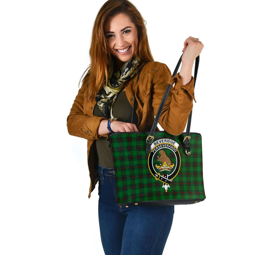 Beveridge Tartan Leather Tote Bag with Family Crest