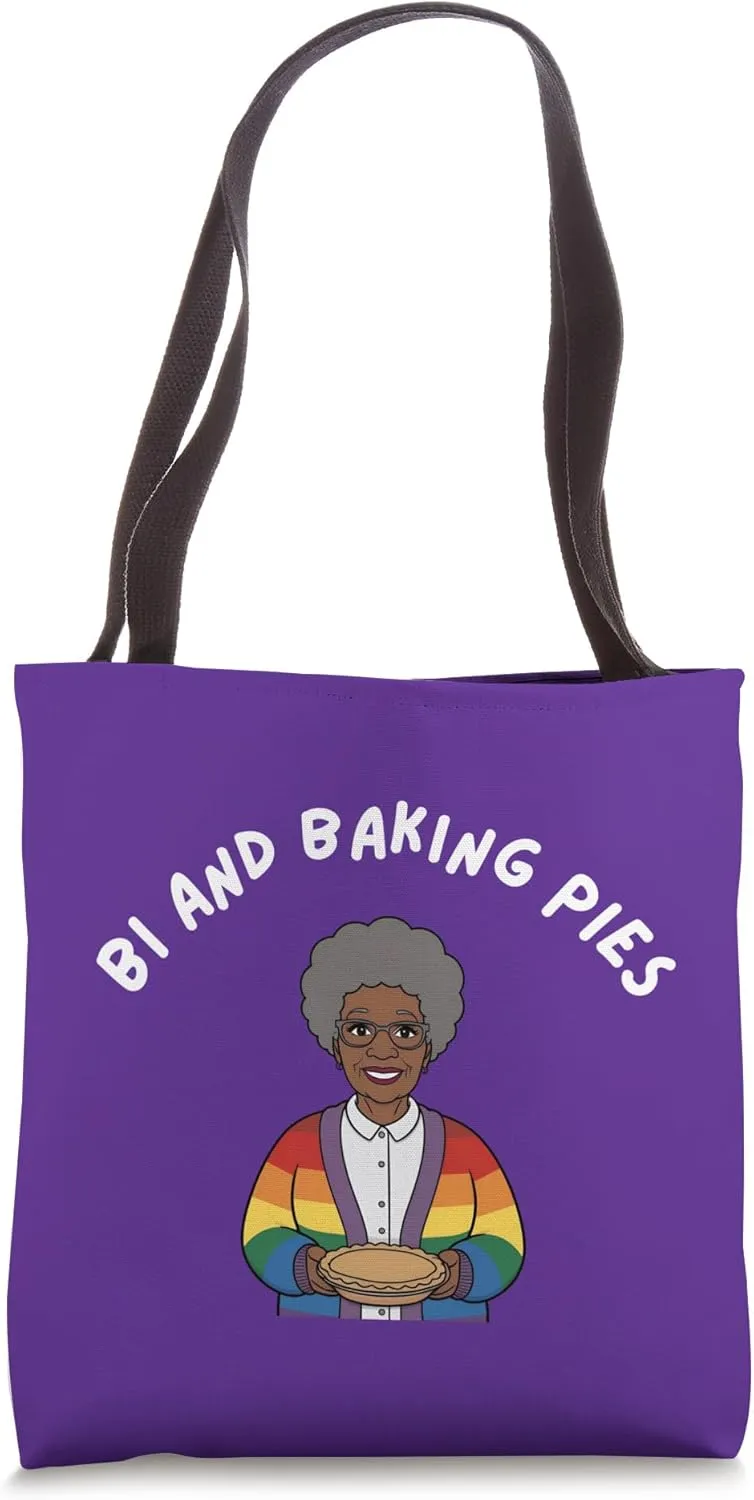 Bi and Baking Pies Grandma Core Gay Pride Month Rainbow Love Tote Bag