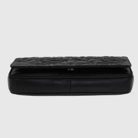 Black Camellia Embossed Flap Bag