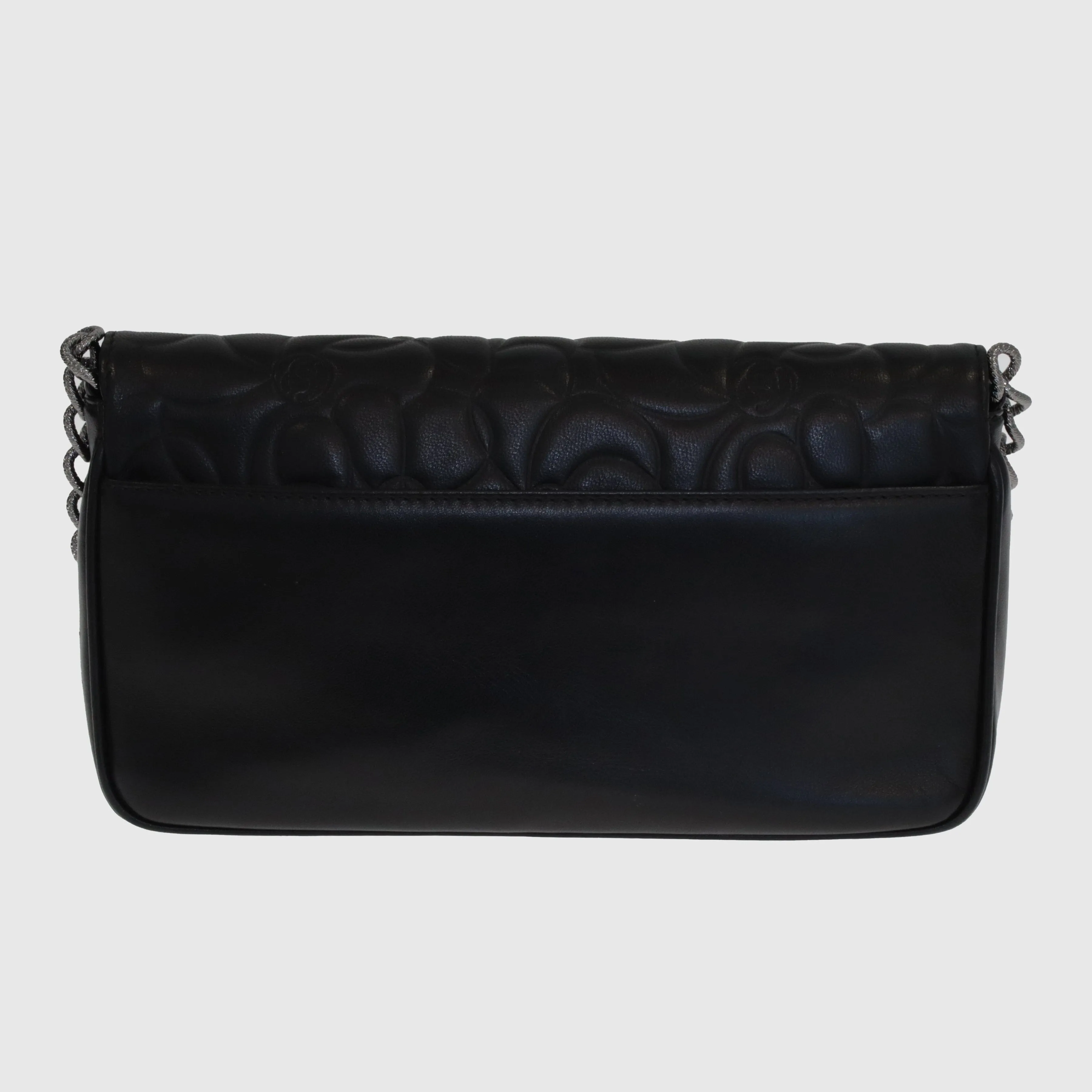 Black Camellia Embossed Flap Bag