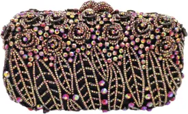 Boutique De FGG Flower Clutch Purse for Women Crystal Clutch Evening Bags Formal Party Rhinestone Purses and Handbags,Mini