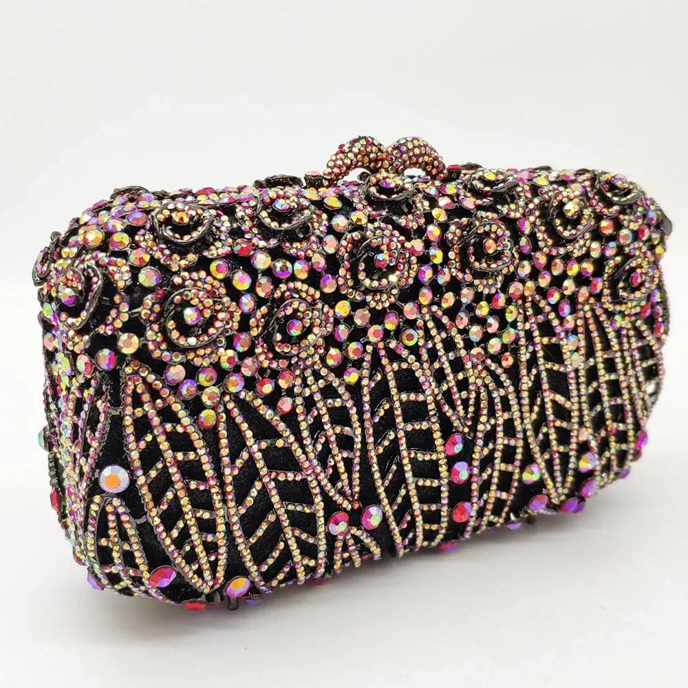 Boutique De FGG Flower Clutch Purse for Women Crystal Clutch Evening Bags Formal Party Rhinestone Purses and Handbags,Mini