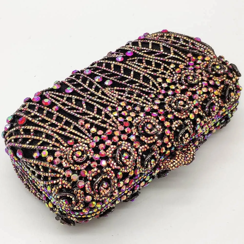Boutique De FGG Flower Clutch Purse for Women Crystal Clutch Evening Bags Formal Party Rhinestone Purses and Handbags,Mini