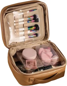 BS-MALL XL Makeup Case  Premium Makeup Bag with Soft Leather, Waterproof and Durable for Long-Term Use