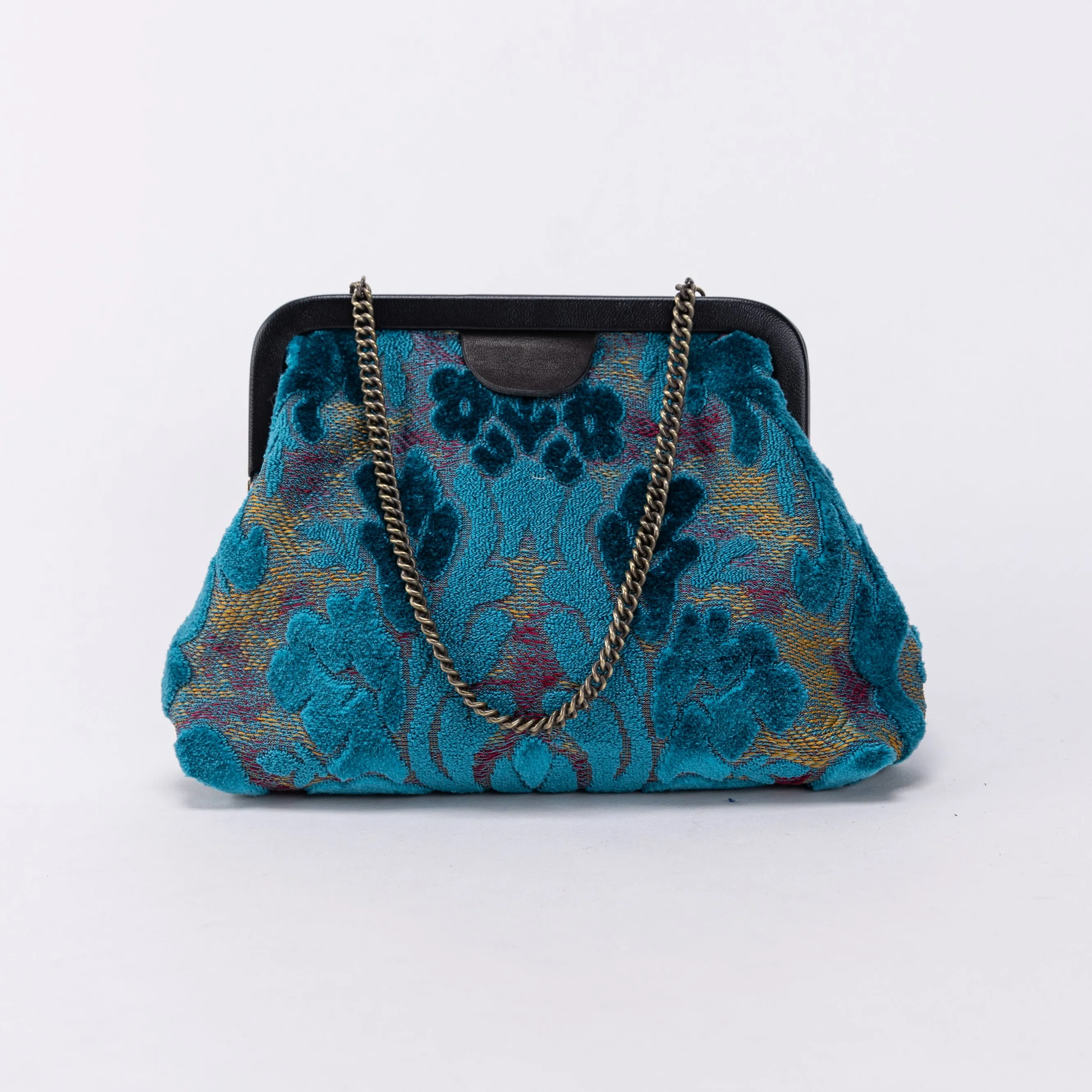 Burnout Velvet Aqua Blue Alma Clutch