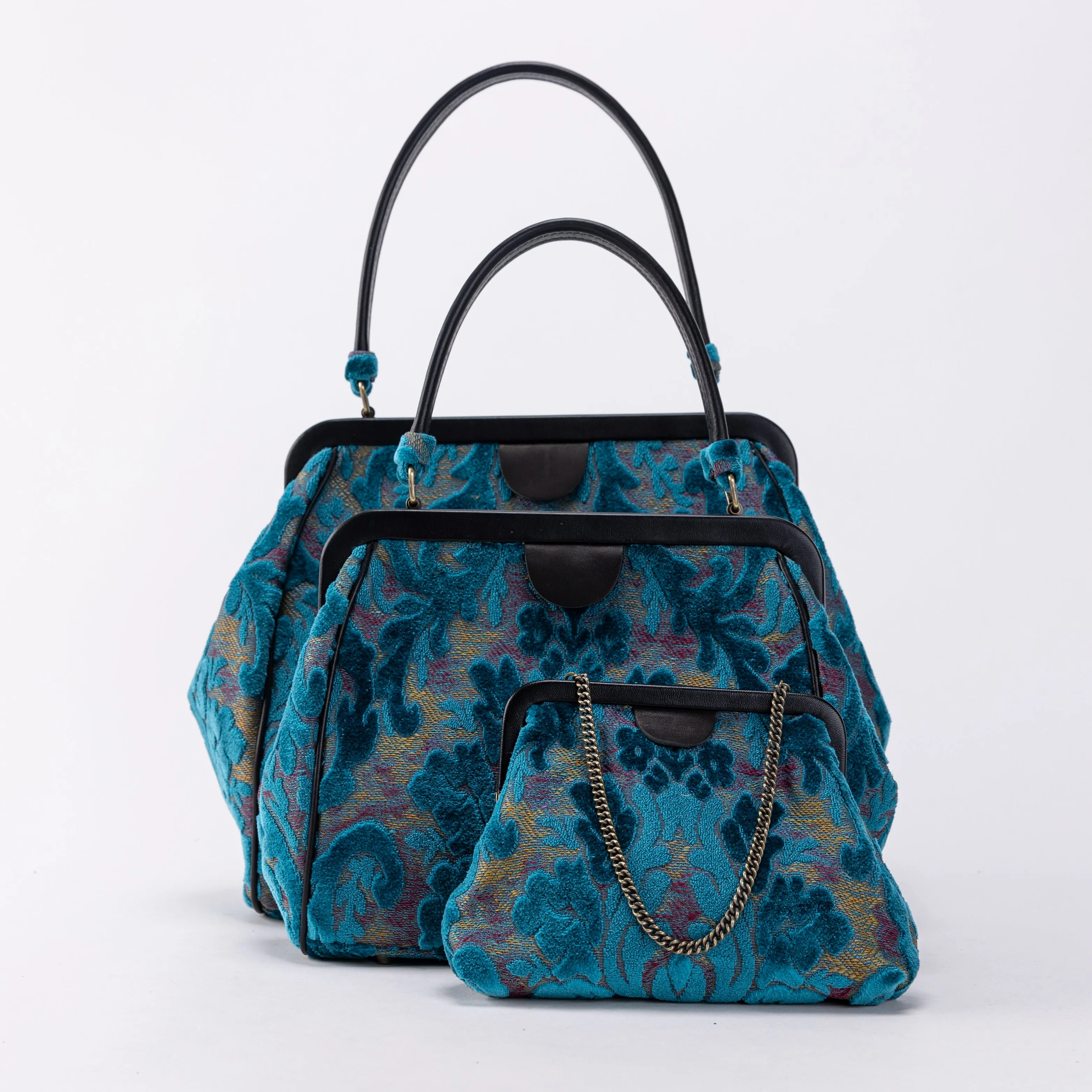 Burnout Velvet Aqua Blue Alma Clutch