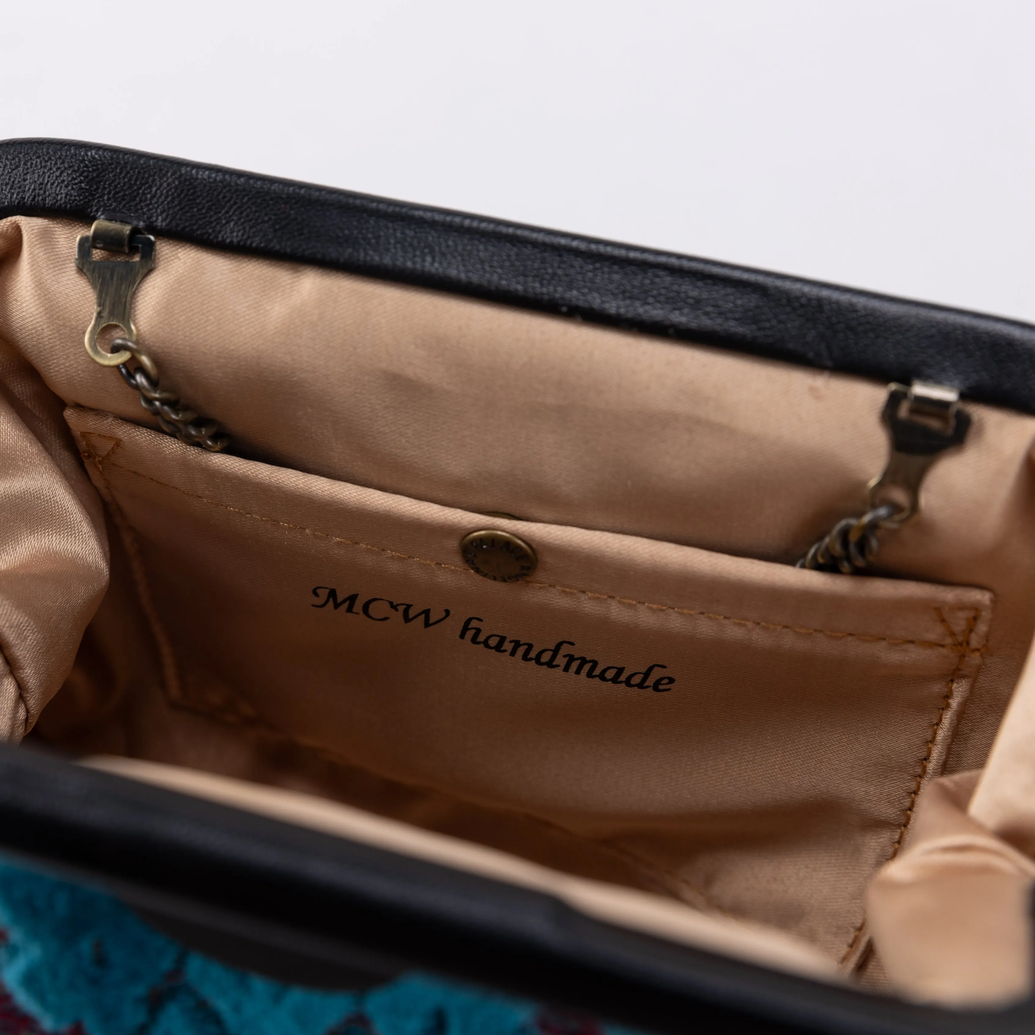 Burnout Velvet Aqua Blue Alma Clutch