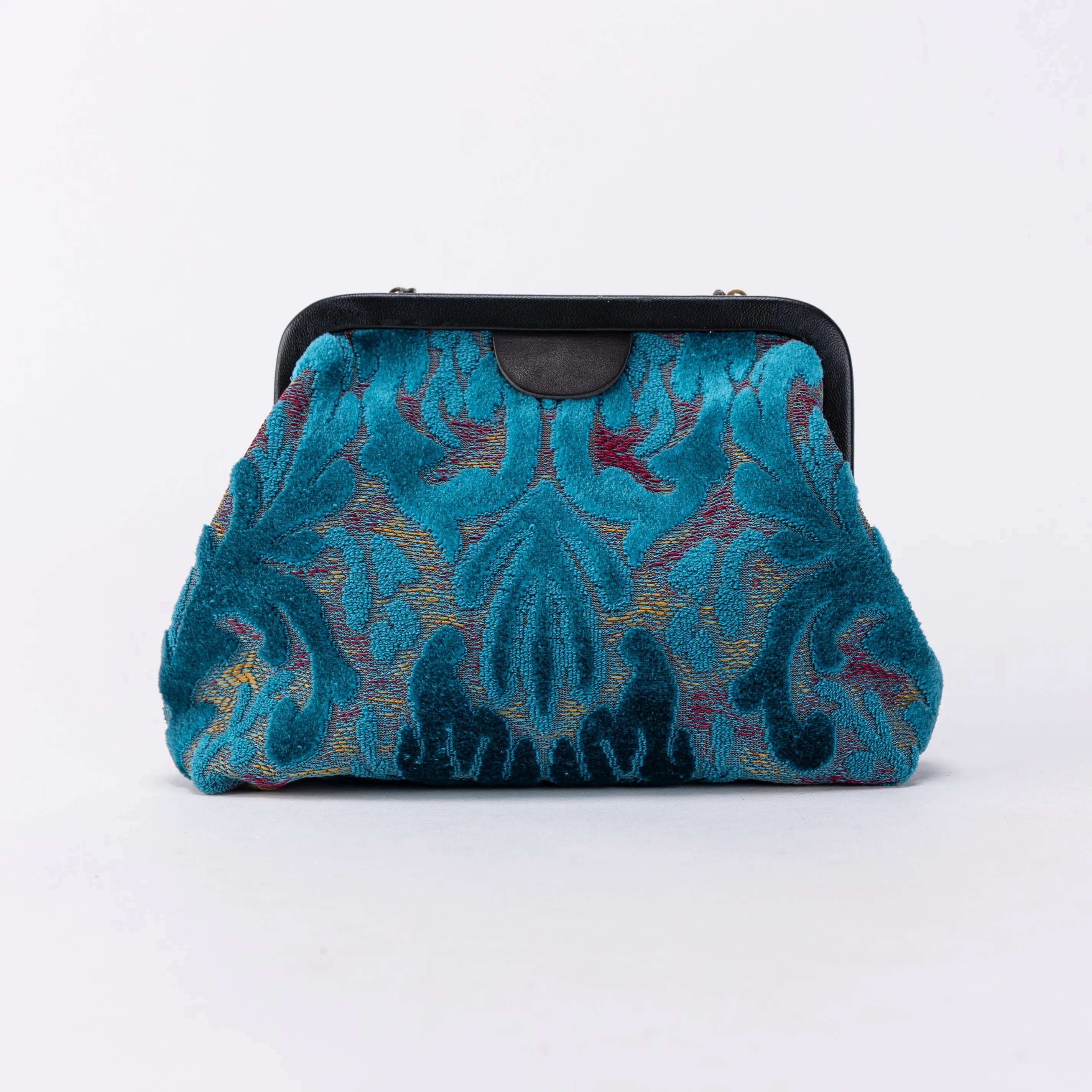Burnout Velvet Aqua Blue Alma Clutch