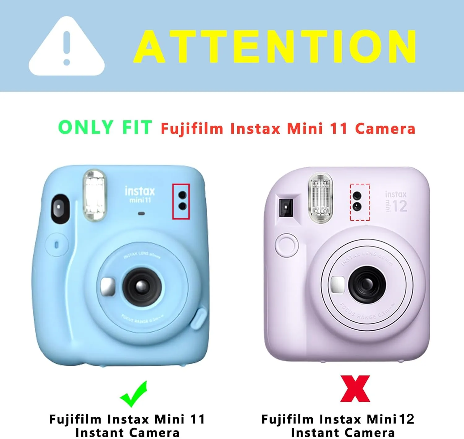 CAIYOULE Protective Camera Case for Fujifilm Instax Mini 11 Film Camera Clear Case with Upgraded Film Pocket Pouch for Storing Photos and Adjustable Shoulder StrapNo Camera