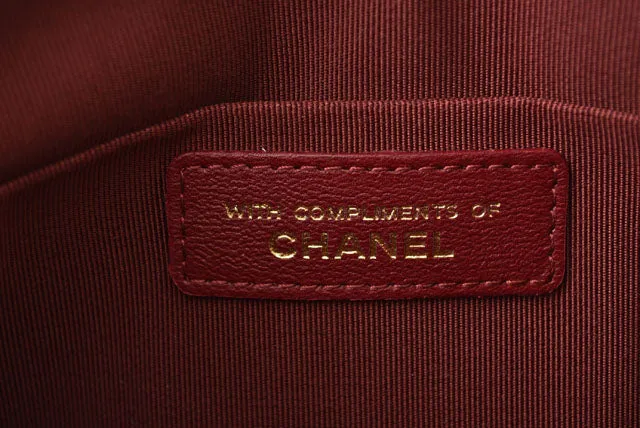 Chanel Red Velvet Clutch Bag/Flat Pouch