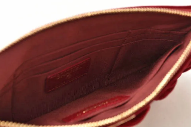 Chanel Red Velvet Clutch Bag/Flat Pouch