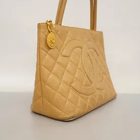 CHANEL  Reprint Tote Women's Caviar Leather Tote Bag Beige