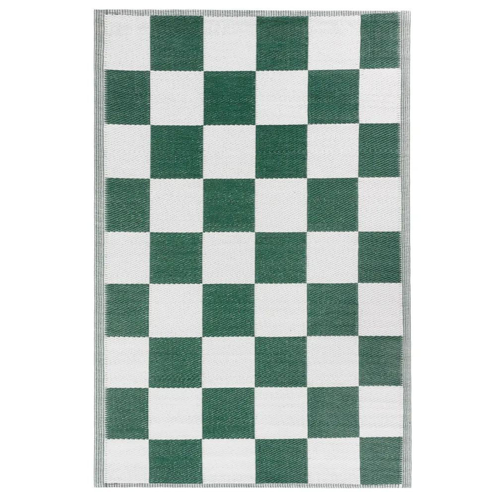 Checkerboard 120x180cm Outdoor 100% Recycled Rug Green