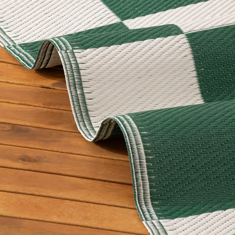 Checkerboard 120x180cm Outdoor 100% Recycled Rug Green