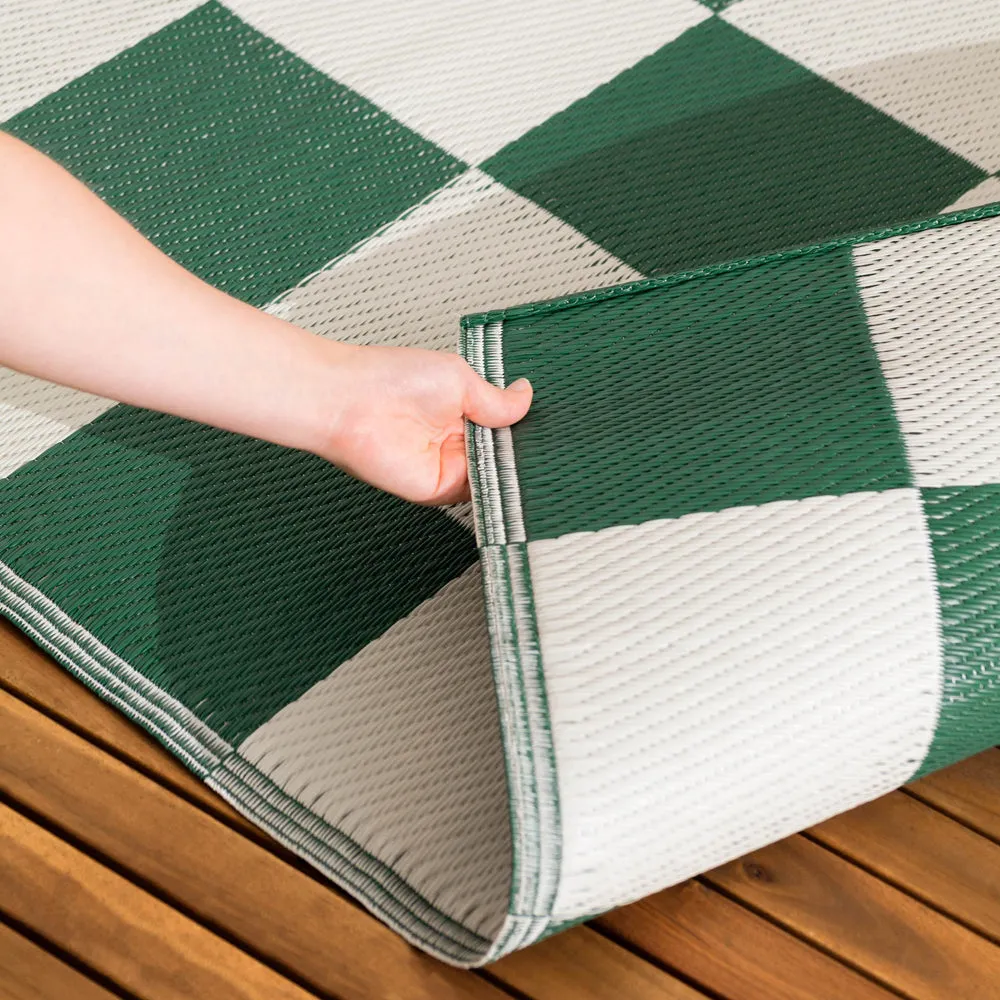 Checkerboard 120x180cm Outdoor 100% Recycled Rug Green