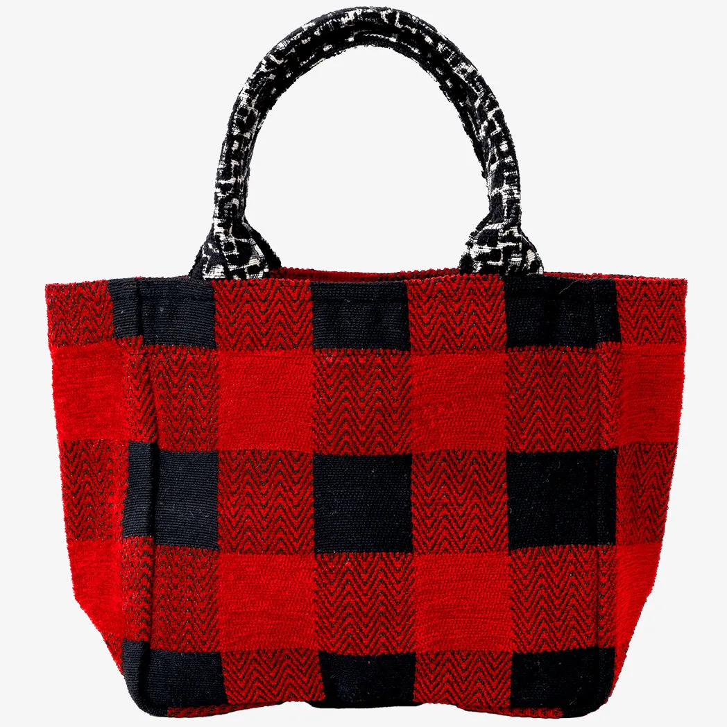 Chenille Buffalo Plaid Jacquard Extra Small Tote Bag ジャカードトートバッグXS / BBB-2084 c#1 Red