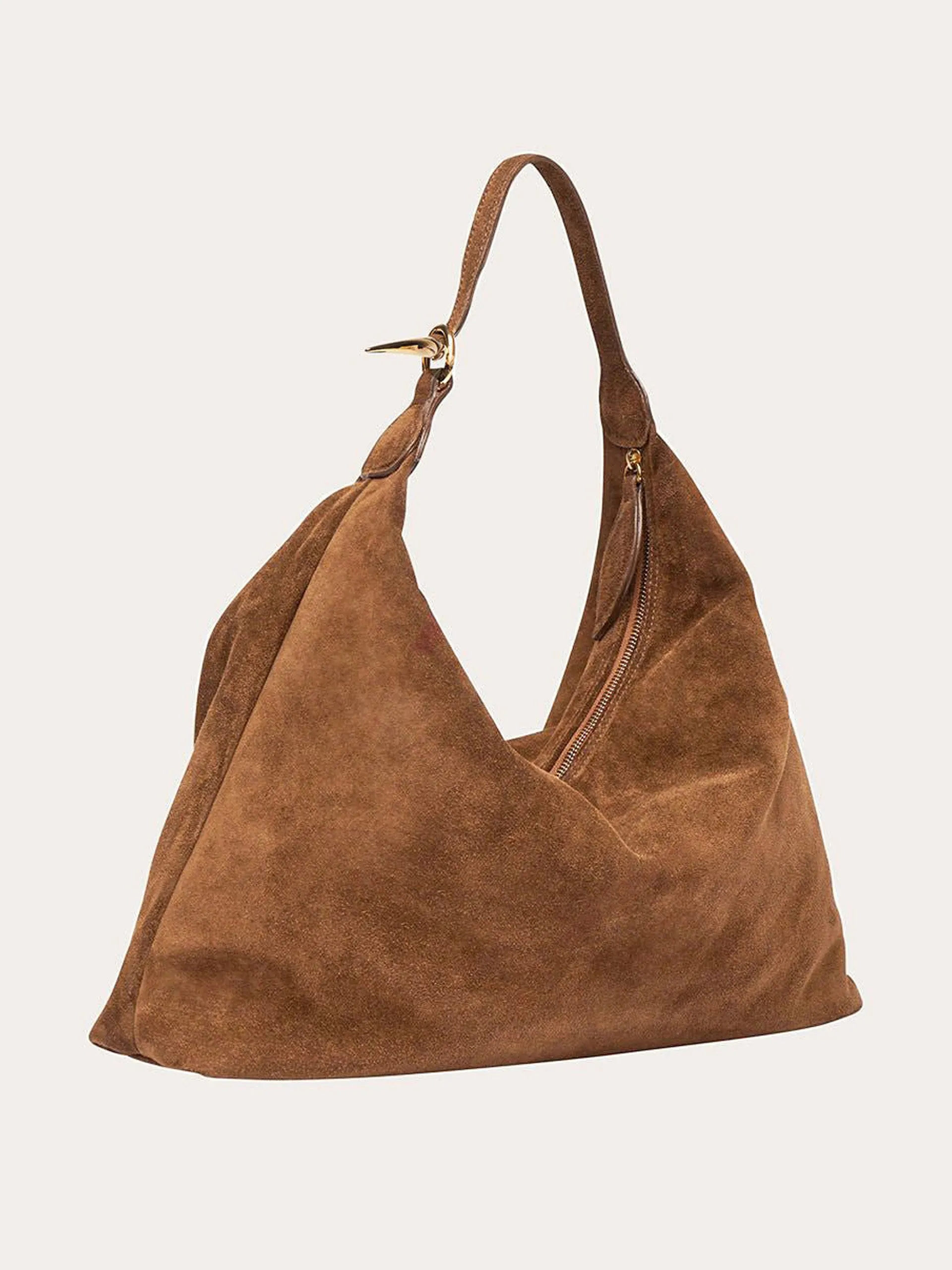 Chestnut suede pillow shoulder bag
