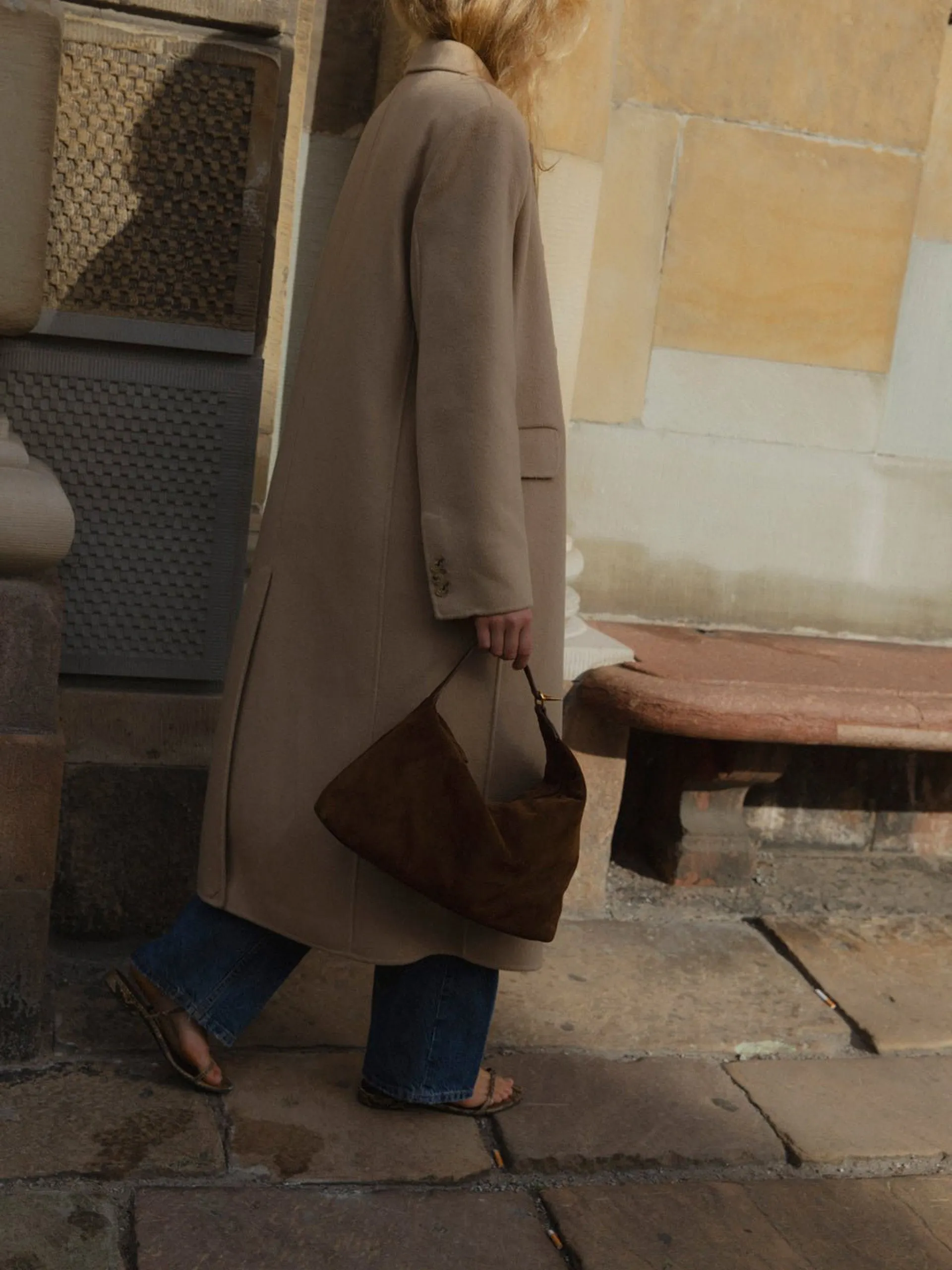 Chestnut suede pillow shoulder bag