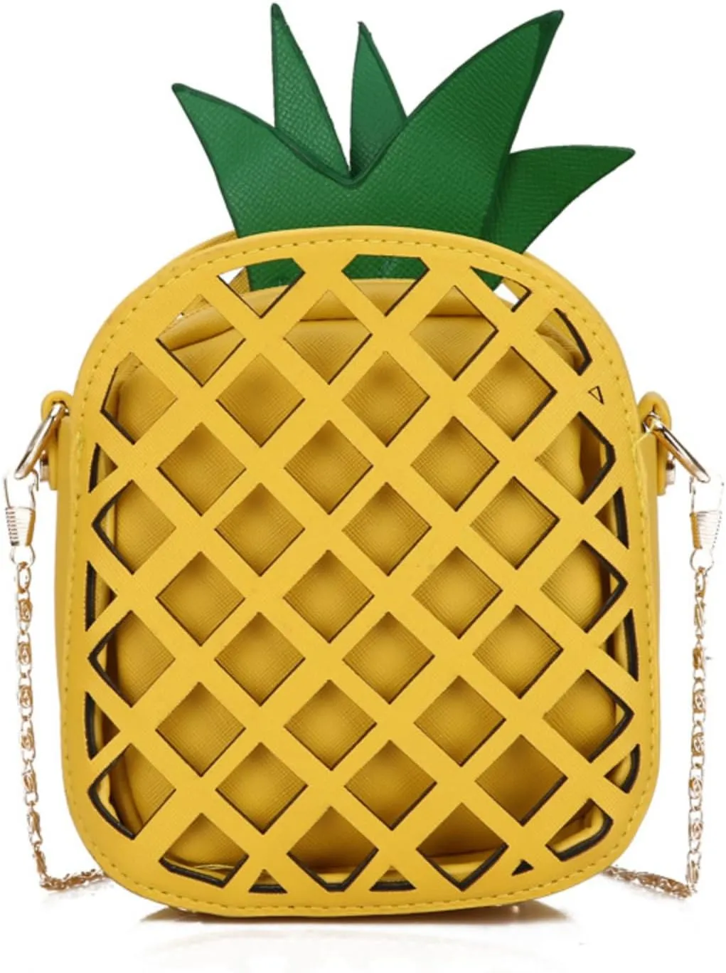 Chic Women's Yellow Pineapple - Shaped Crossbody Purse with Chain Strap - Ideal for Beach and Summer Outings
