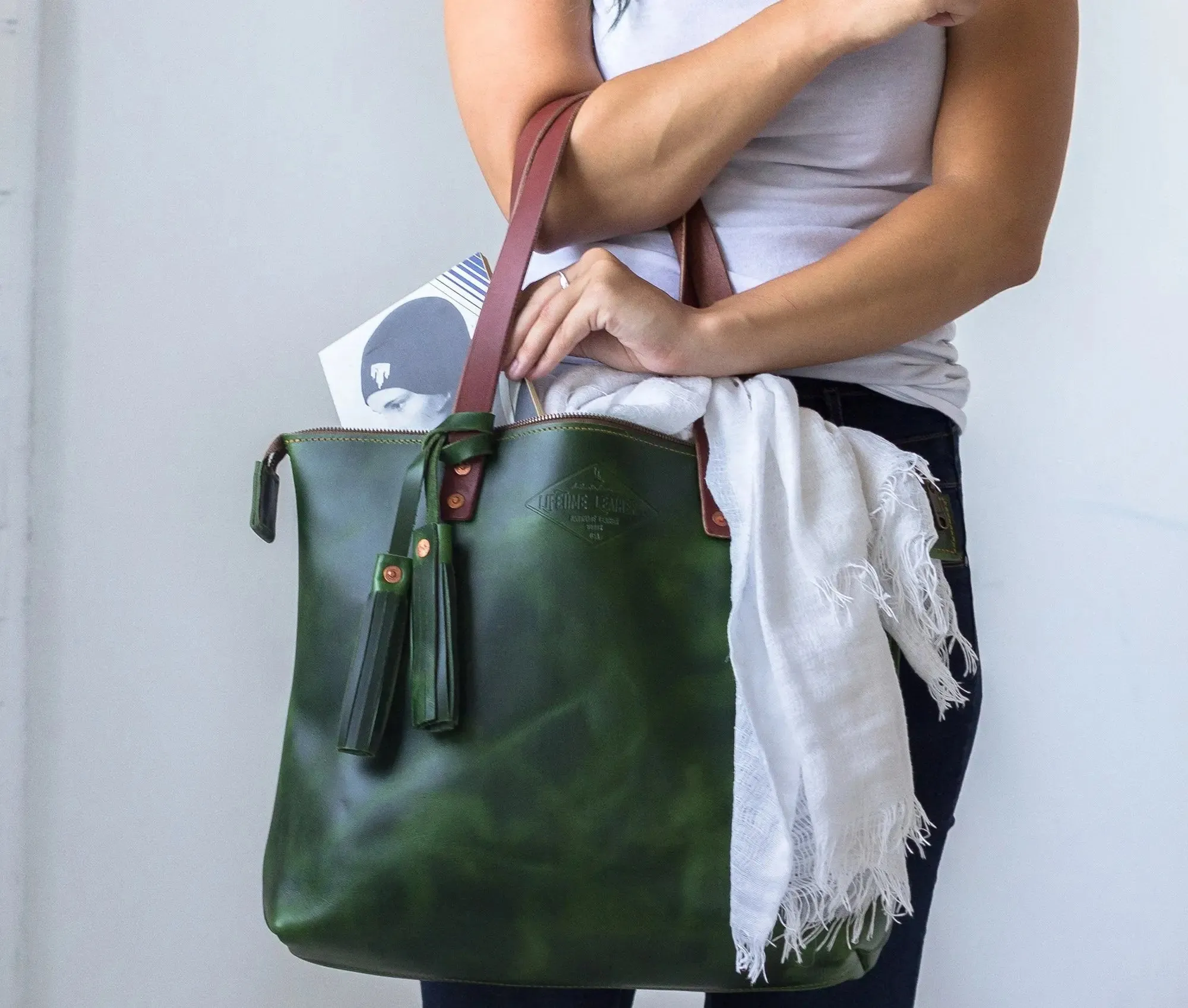 Classic American Leather Tote Bag