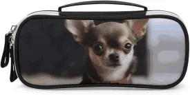 Cute Chihuahua Leather Makeup Bag Portable Small Cosmetic Organizer Waterproof Toiletry Bags Brushes Pencils And Travel Make Up Accessories