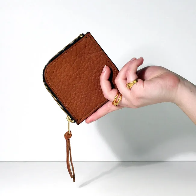Directive Square Zippered Leather Coin Pouch  | Matte Black